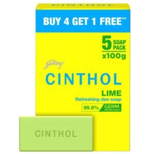 Cinthol Lime Bath Soap - 100g (Pack of 5)