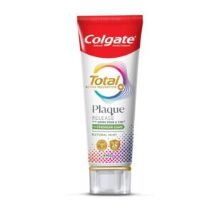 Colgate Total Plaque Release Toothpaste | Tooth paste with Amino Foam & Zinc | Colgate Paste Toothpaste for Stronger Gums | 3X More Effective at Fighting Plaque - Natural Mint (80gm)