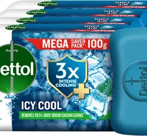 Dettol Icy Cool Bathing Soap Bar (4 x 100 g)