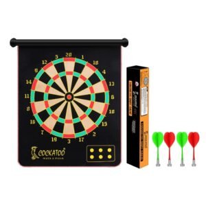 Cockatoo Dual-Sided Magnetic Dartboard – 12 Inch Black | Safe