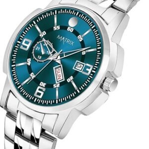 Matrix Black, Blue, White Dial, Day & Date Functioning, Stainless Steel Strap Analog Watch for Men & Women